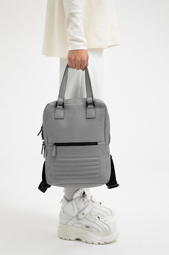 Holborn light grey leather two in one unisex backpack