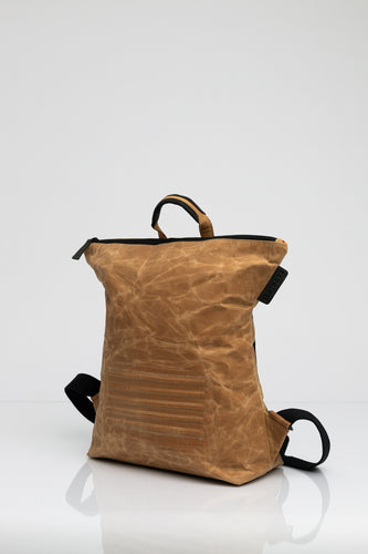 Brockley brown vintage beeswaxed cotton backpack