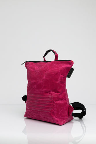 Brockley pink vintage beeswaxed cotton backpack