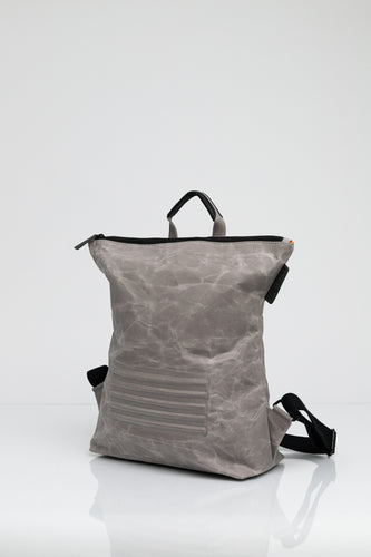 Brockley grey vintage beeswaxed cotton backpack