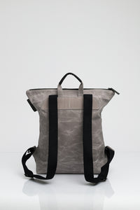 Brockley grey vintage beeswaxed cotton backpack