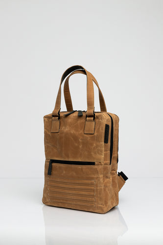 Holborn brown vintage beeswaxed cotton backpack