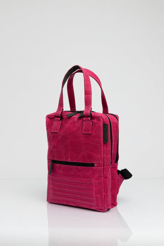 Holborn pink vintage beeswaxed cotton backpack