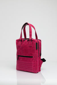 Holborn pink vintage beeswaxed cotton backpack