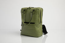 Holborn olive green leather two in one unisex backpack