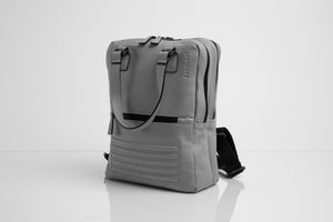 Holborn light grey leather two in one unisex backpack