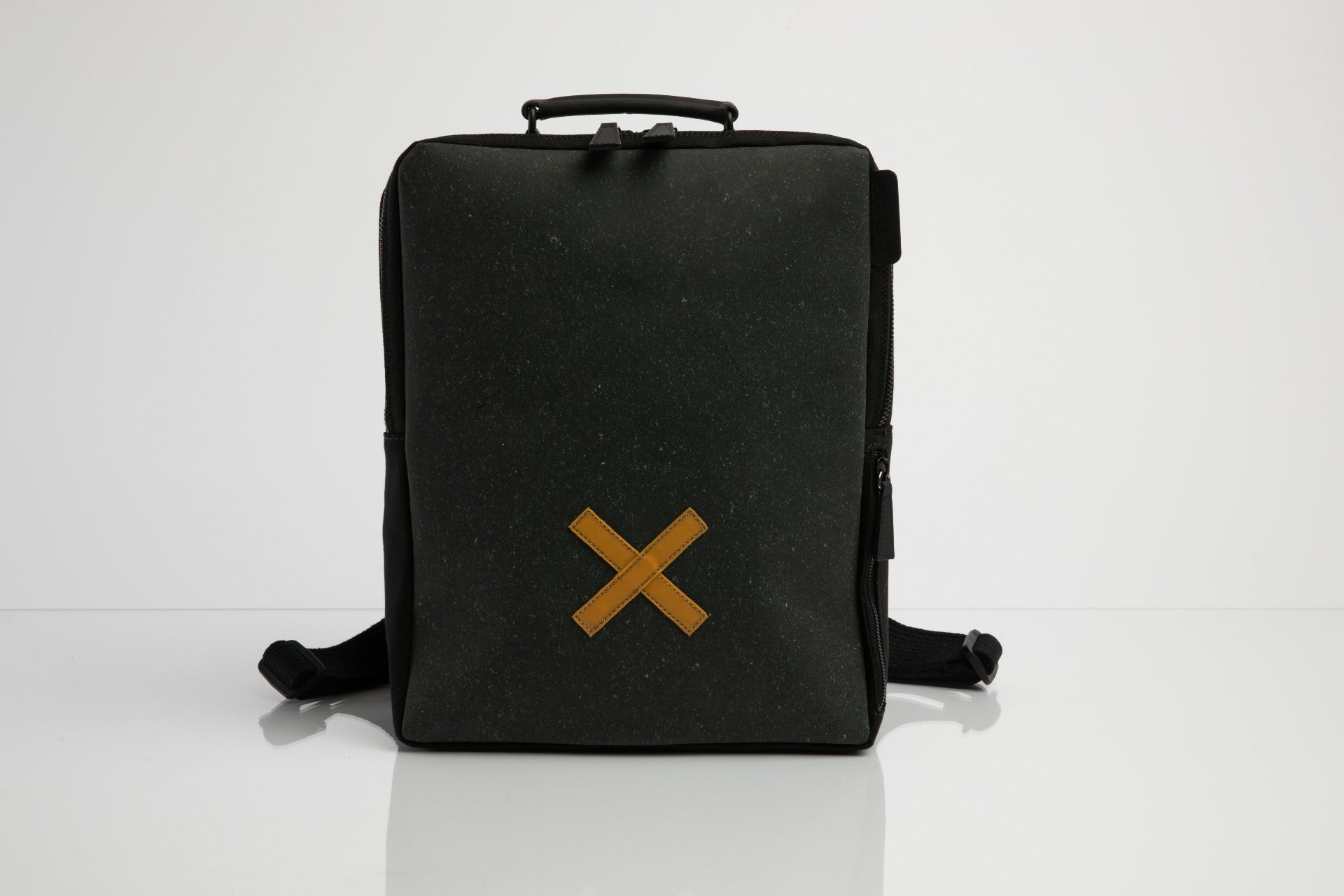 Blackfriars grey recycled leather and cotton backpack