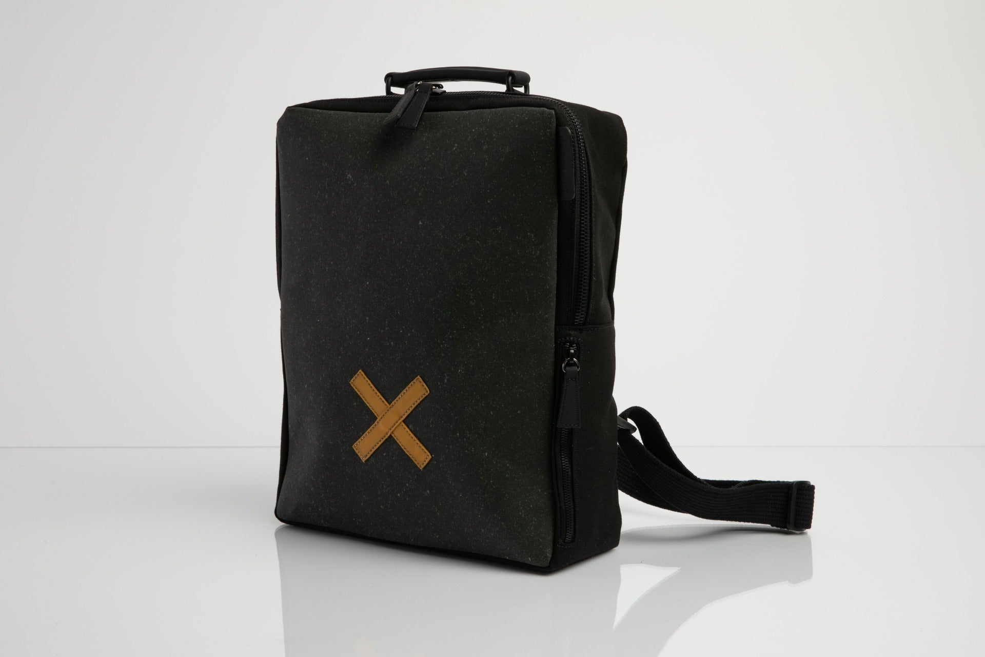 Blackfriars grey recycled leather and cotton backpack