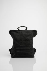 Brockley vintage black heavy waxed cotton backpack