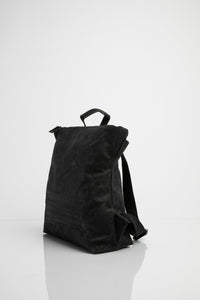 Brockley vintage black heavy waxed cotton backpack