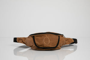 Deptford brown beeswaxed cotton bum bag with brown logo