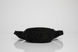 Deptford black beeswaxed cotton bum bag with black logo