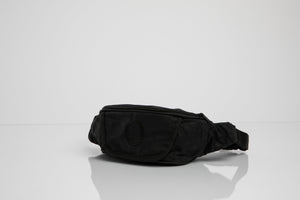 Deptford black beeswaxed cotton bum bag with black logo