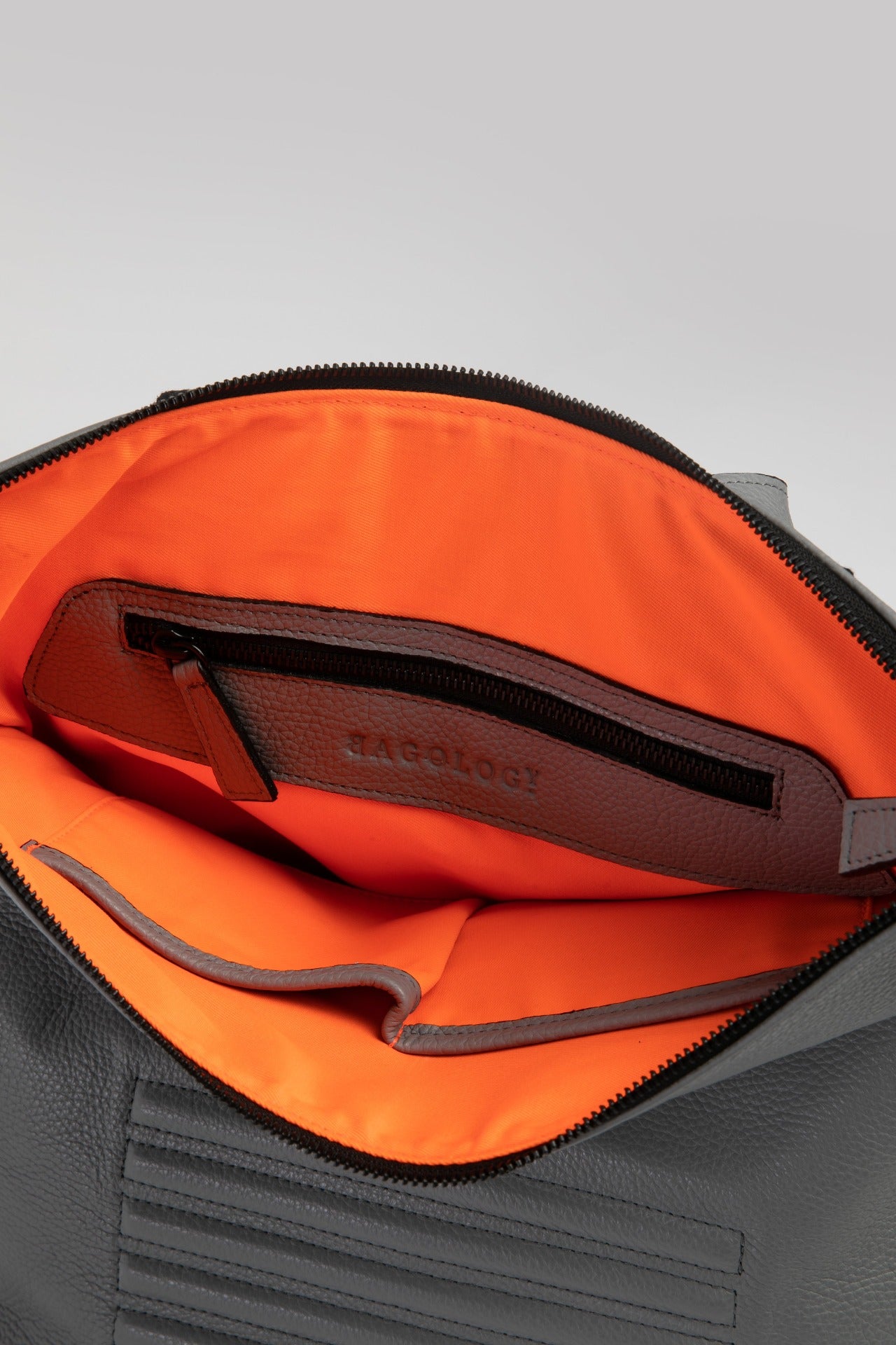 Brockley light grey leather unisex backpack