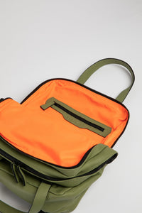 Holborn olive green leather two in one unisex backpack