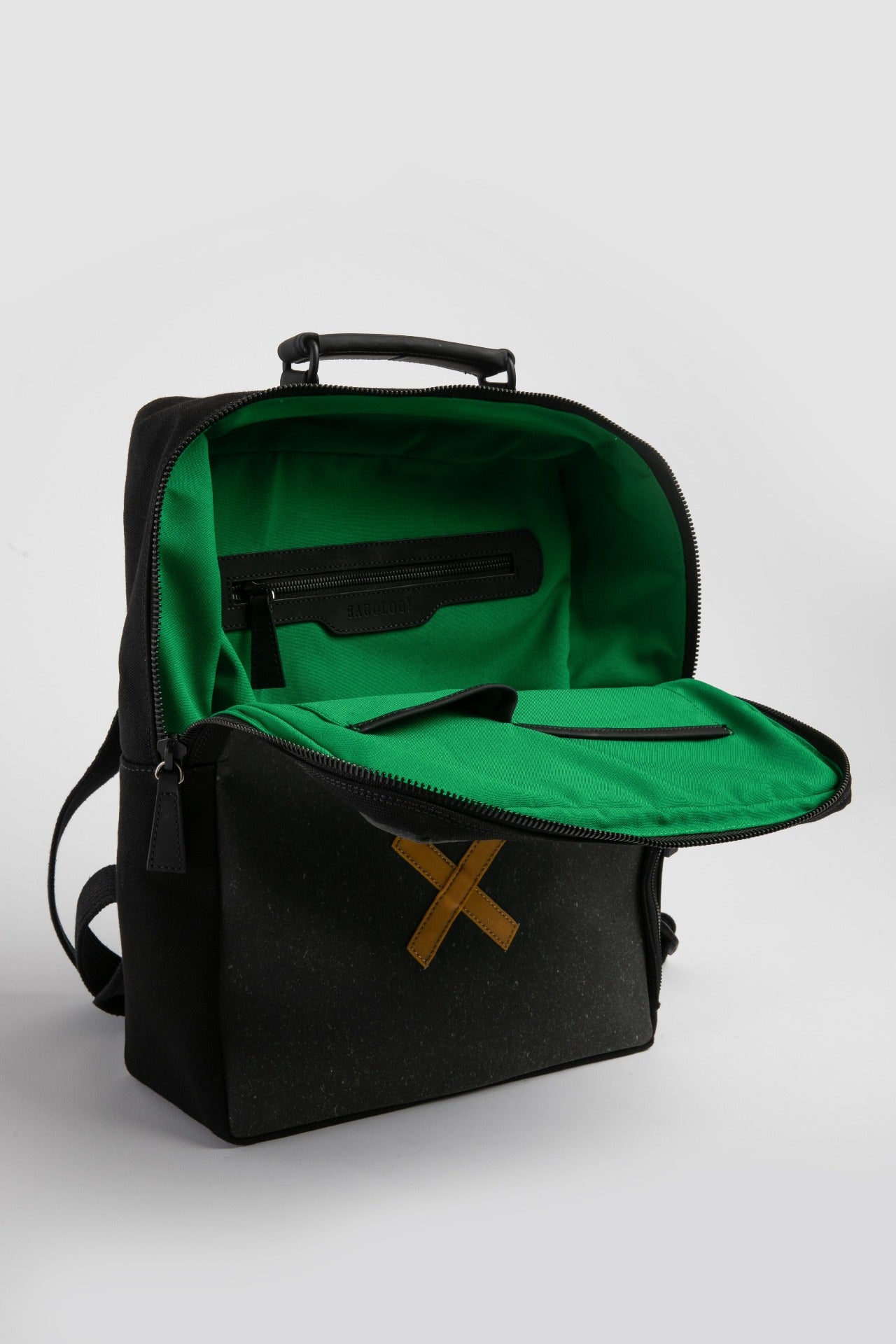 Blackfriars grey recycled leather and cotton backpack