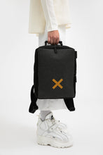 Blackfriars grey recycled leather and cotton backpack