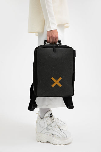 Blackfriars grey recycled leather and cotton backpack