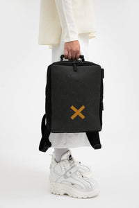 Blackfriars grey recycled leather and cotton backpack