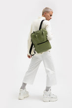 Holborn olive green leather two in one unisex backpack