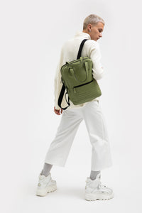 Holborn olive green leather two in one unisex backpack