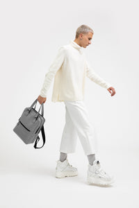 Holborn light grey leather two in one unisex backpack