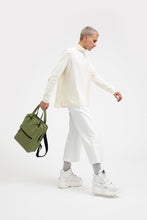 Holborn olive green leather two in one unisex backpack