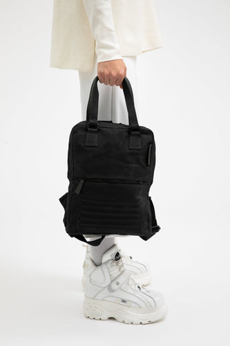 Holborn vintage black heavy waxed cotton backpack
