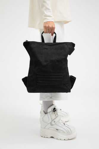 Brockley vintage black heavy waxed cotton backpack