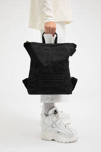 Brockley vintage black heavy waxed cotton backpack
