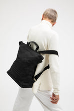 Brockley vintage black heavy waxed cotton backpack