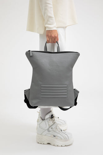 Brockley light grey leather unisex backpack