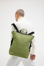 Brockley olive green leather unisex backpack