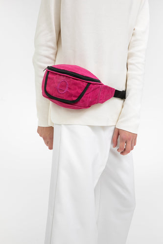 Deptford pink beeswaxed cotton bum bag with pink logo