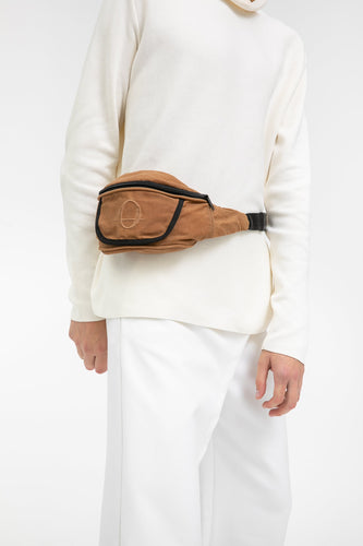 Deptford brown beeswaxed cotton bum bag with brown logo
