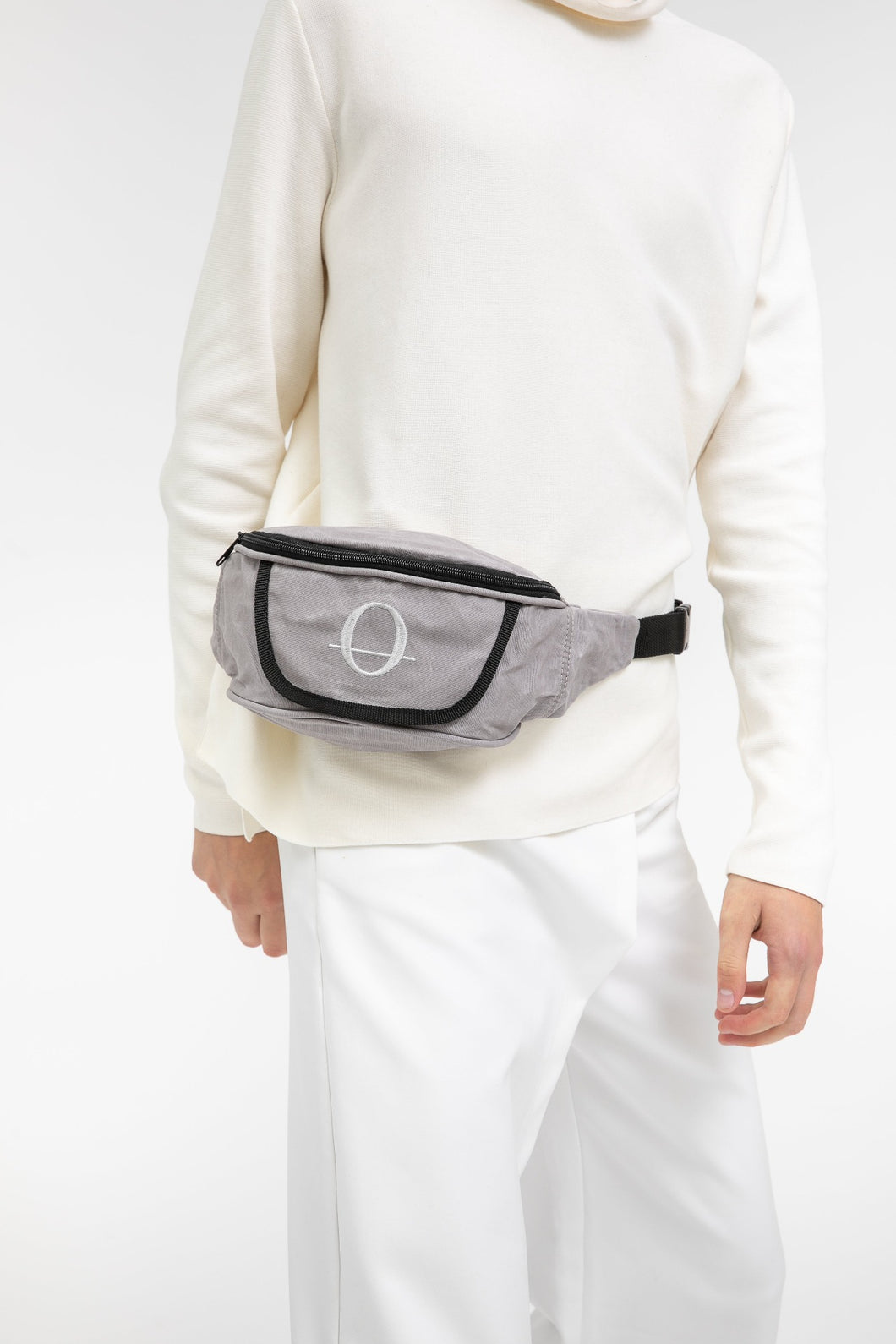 Deptford grey beeswaxed cotton bum bag with grey logo