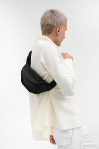 Deptford black beeswaxed cotton bum bag with black logo