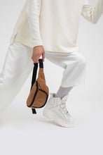 Deptford brown beeswaxed cotton bum bag with brown logo