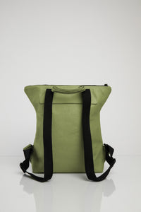 Brockley olive green leather unisex backpack