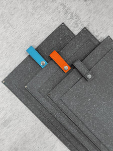 Poplar grey recycled leather 15 inch laptop sleeve
