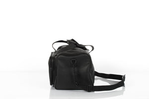 Waterloo black leather unisex travel bag