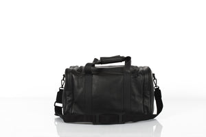 Waterloo black leather unisex travel bag