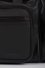 Waterloo black leather unisex travel bag