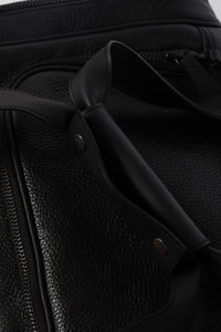 Waterloo black leather unisex travel bag