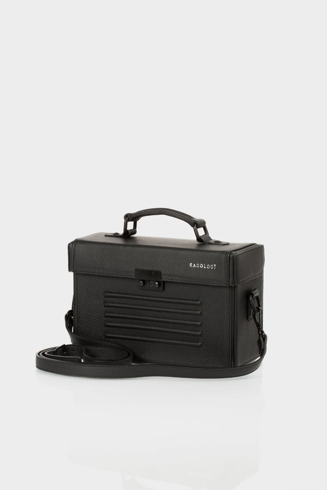 Old Street black leather unisex box bag