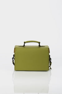 Old Street olive green leather unisex box bag