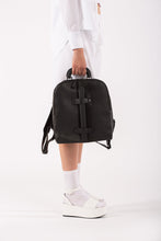 Brixton black leather unisex backpack