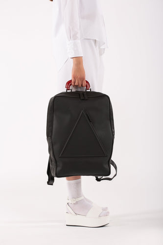 Barbican black leather unisex backpack