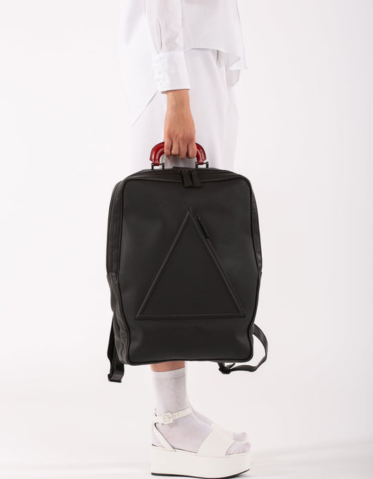 Barbican black leather unisex backpack