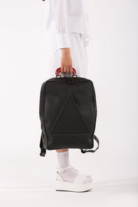 Barbican black leather unisex backpack
